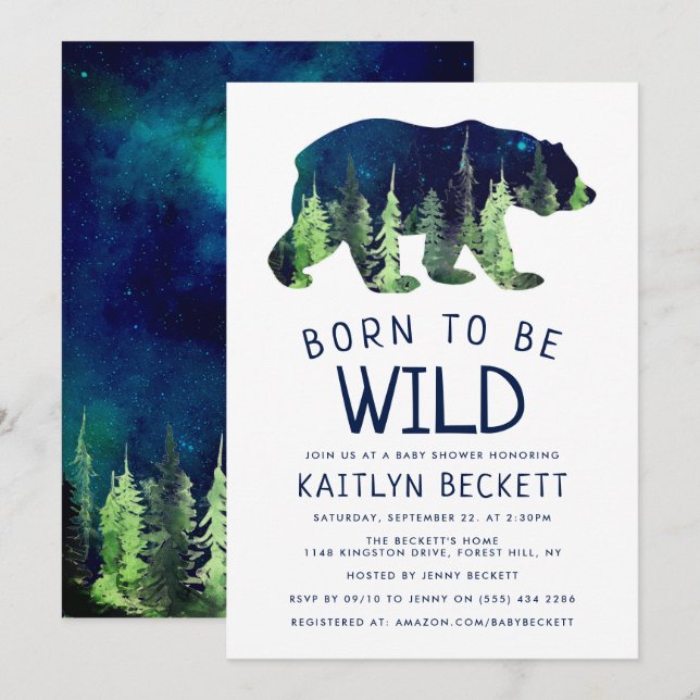 Invitation Né Pour Être Un Baby shower Sauvage (Devant / Derrière)