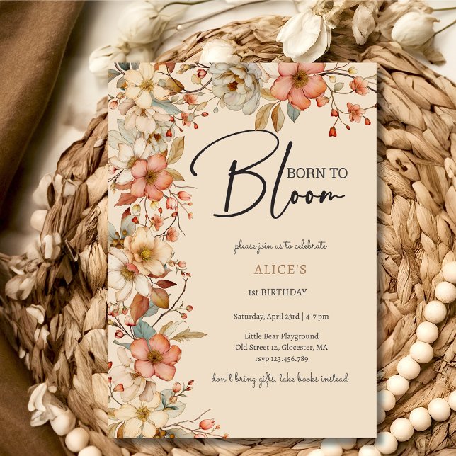 Invitation Né pour fleurir des fleurs de saumons sauvages ann (Créateur téléchargé)