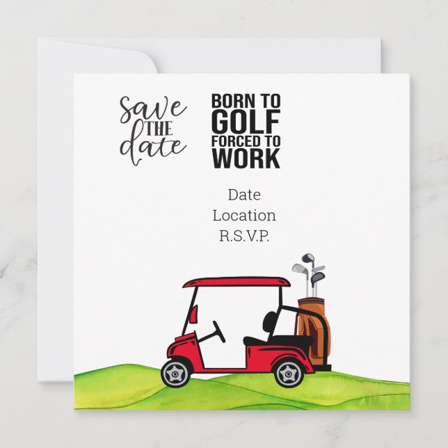 Invitation Né pour forcer le golf au travail  (Devant)