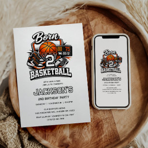 Invitation Né pour le basket-ball, garçon, 2e anniversaire