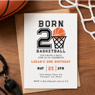 Invitation Né pour le Basketball   2e anniversaire d'un garço