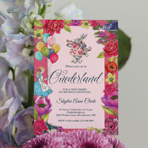 Invitation Ne soyez pas en retard Vintage Alice dans l'Oneder