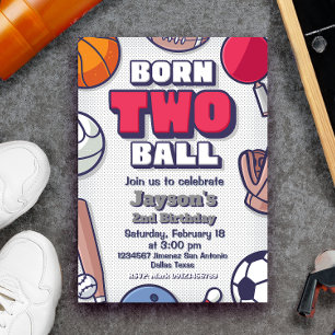 Invitation Né Two Ball - 2e Birthday Boy