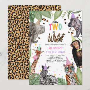 Invitation Né TWO Be Wild Safari 2e anniversaire