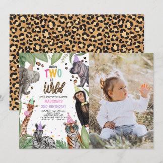 Invitation Né TWO Be Wild Safari 2e anniversaire Photo