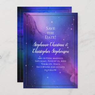 Invitation Nebula violette Art céleste Mariage spatial