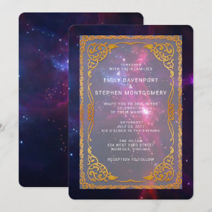 Invitation Nébuleuse de l'espace cosmique avec cadre décorati