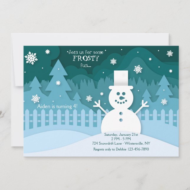 Invitation Neige beaucoup amusant Anniversaire Fête Invitatio (Devant)