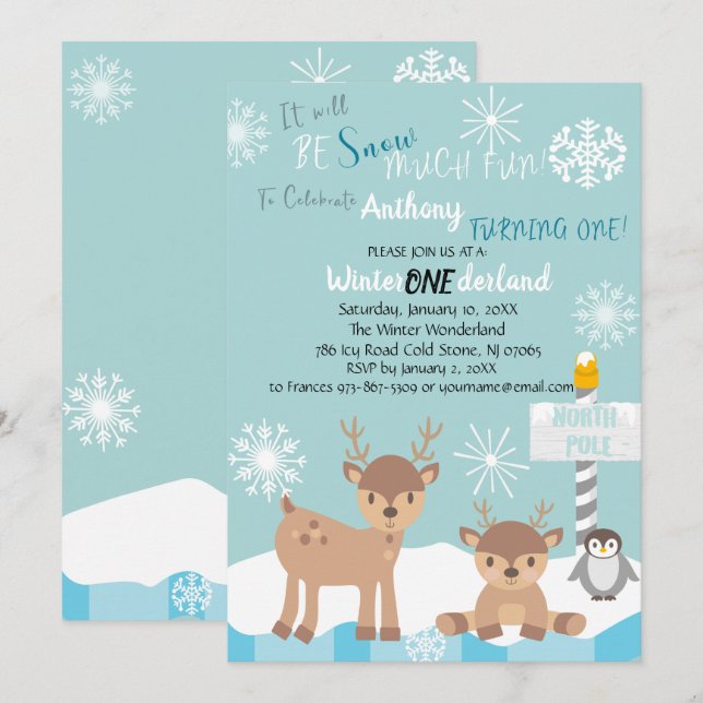 Invitation Neige beaucoup amusant tourner un appel d'annivers (Devant / Derrière)