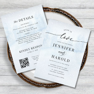Invitation Neige dans l'amour hiver QR Code Tout en un Mariag