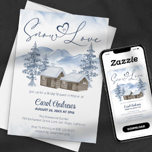 Invitation Neige douce en amour Aquarelle Fête des mariées d'