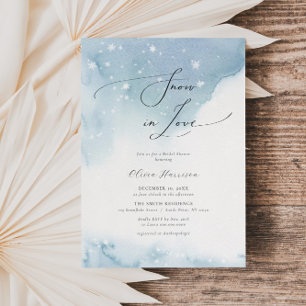 Invitation Neige en amour Bleu Fête des mariées minimaliste