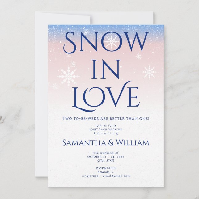 Invitation Neige en amour Couples conjoints Fête des mariées  (Devant)