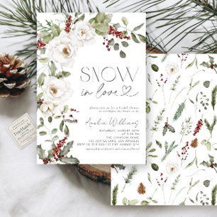 Invitation Neige en amour Fleurs blanches Pine hiver