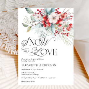 Invitation Neige en amour Hiver Fête des mariées Florale
