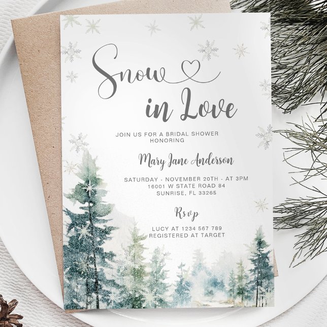 Invitation Neige en amour Hiver Flocon de neige Fête des mari (Créateur téléchargé)