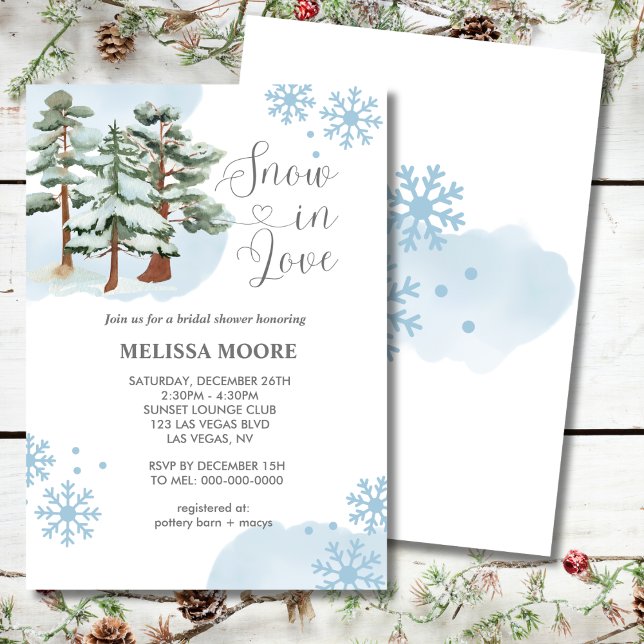 Invitation Neige en amour hiver forêt flocon de neige nuptial (Créateur téléchargé)