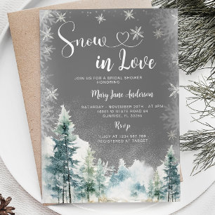 Invitation Neige en amour Hiver White Snowflake Fête des mari