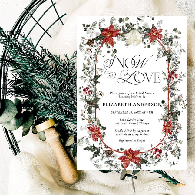 Invitation Neige en amour Noël Fête des mariées florale (Créateur téléchargé)