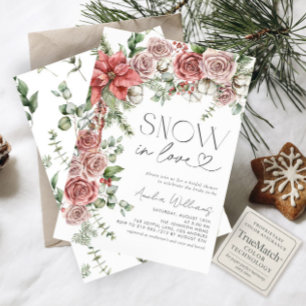 Invitation Neige en amour Pine rouge Fleurs d'hiver