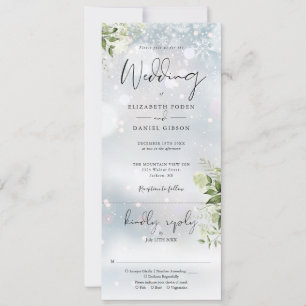 Invitation Neige Florale Verdoyante Tout En Un Mariage D'Hive