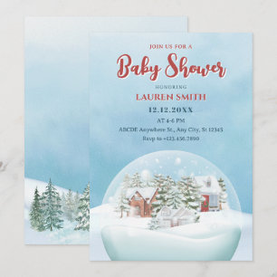 Invitation Neige hiver merveilleux baby shower de Noël