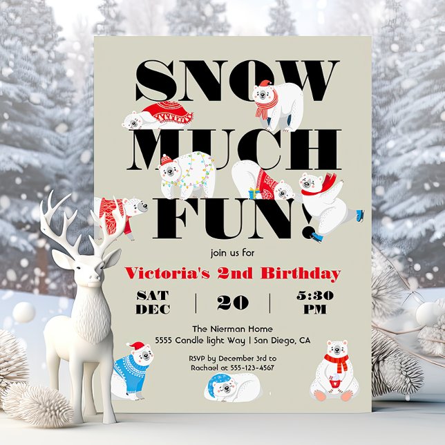 Invitation Neige moderne beaucoup de plaisir Ours Polaire fêt (Créateur téléchargé)