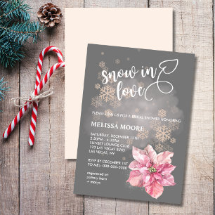 Invitation Neige rose flocon rose poinsettia