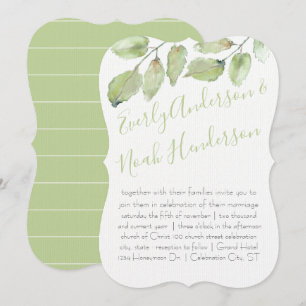 Invitation Neo Mint Mariage de automne de typographie verte