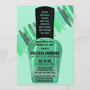 Invitation Neo Mint Parties scintillant ongle Spa polonais Jo