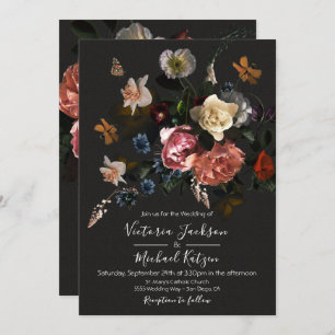 Invitation Néoclassique Floral Dark & Moody Mariage