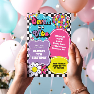 Invitation Neon 90s Rétro Seven est une ambiance pour un 7e a