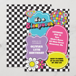 Invitation Neon 90s Retro Sleepover Anniversaire
