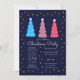 Invitation Neon brillant arbres lumière frontière Noël