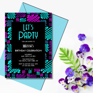 Invitation Neon brillant moderne Motif géométrique Anniversai