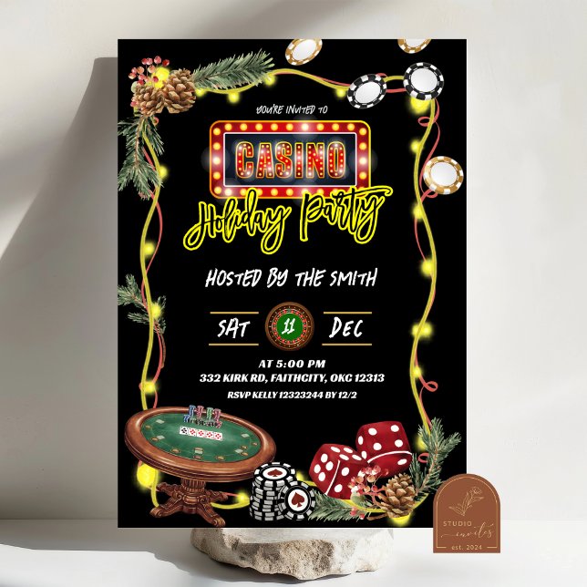 Invitation Neon Casino Holiday Party (Créateur téléchargé)