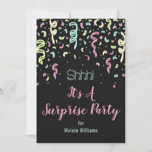 Invitation Neon Confetti Surprise Anniversaire Fête Invitatio