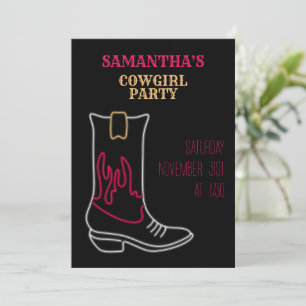 Invitation Neon Cowboy/ Cowgirl Boot Party