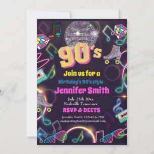 Invitation Neon Disco Vibes des années 90 Stytle