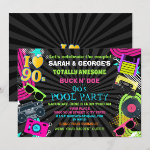 Invitation Neon Fun Couples Totalement génial 90s Pool Party