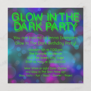 Invitation Neon Glow Dans La Fête D'Anniversaire Sombre