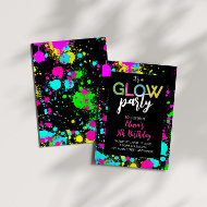 Invitation Neon Glow Paint Splatter Anniversaire