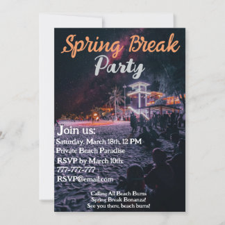 Invitation Neon Glow Up : Vibes tropicales Spring Break Party