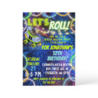 Neon Green Blue Boy Lets Roller Roller Roller Skat