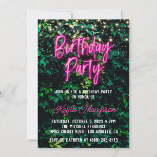 Invitation Neon Green Wall Green Fête d'anniversaire