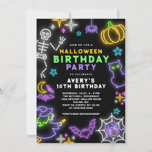 Invitation Neon Halloween Boys 10e Anniversaire Costume Party