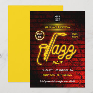 Invitation Neon Jazz Music Festival ajouter le logo invitatio