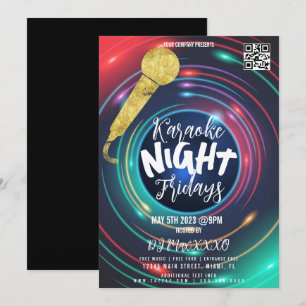 Invitation Neon Karaoke Night Event Party Bar Club Flyer