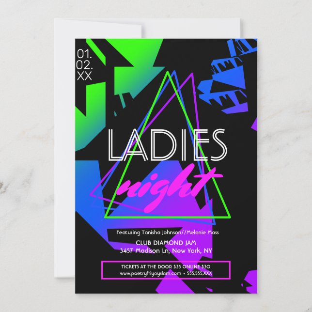 Invitation Neon Ladies Night Geometry Club Circulaire promoti (Devant)