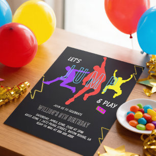 Invitation Neon Let's Jump Anniversaire de enfant Party